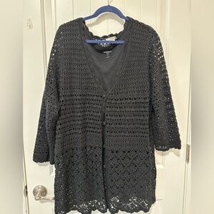 Liz Claiborne Black Crochet Cardigan and Tank
